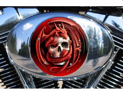 Custom Air Cleaner Cover - Red Dragon Skull